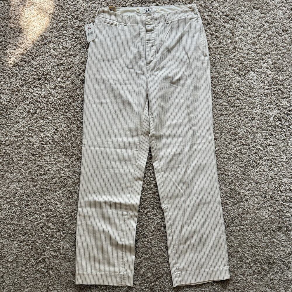 NWT RRL Ralph Lauren Japan Cream Officer Chino Cotton Buckle Back Pants 32x32